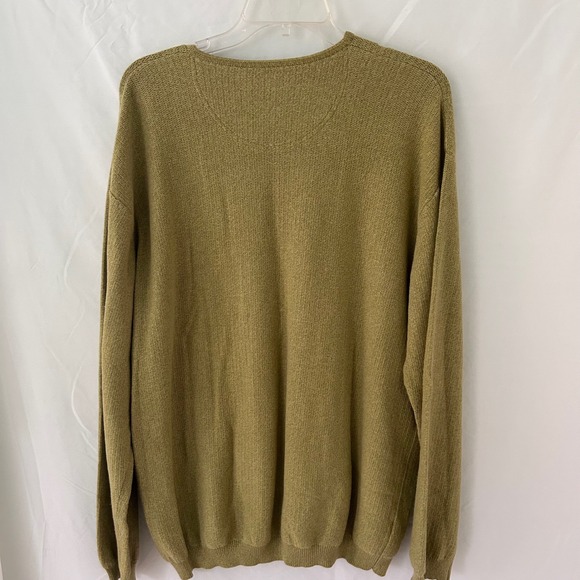 Tommy Bahama V Neck Sweater Olive Green Textured Knit Mens XL Rayon Nylon Cotton - Picture 3 of 3